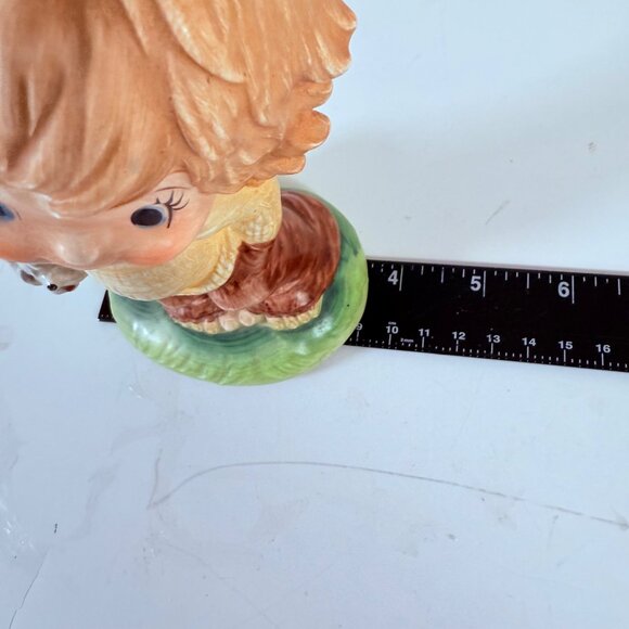 Inarco 70s Tom Girl Figurine VTG Big Eye Kawaii Ceramic Retro Bedroom Decor MCM - Picture 8 of 12